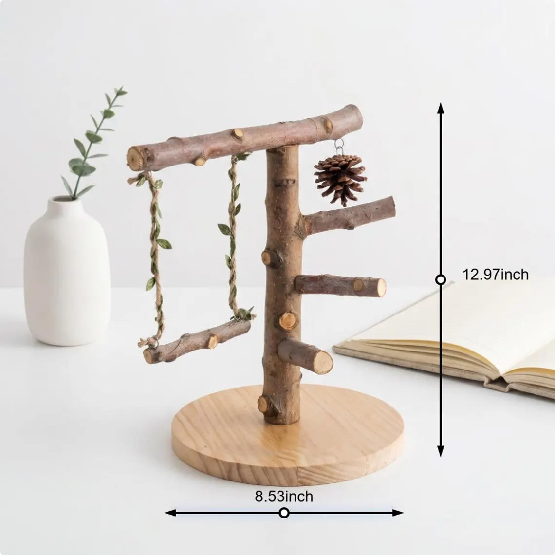 Soporte de Mesa Independiente con Columpio y Juguete para Aves Pequeñas, Zona de Juego y Entrenamiento Interior Juguete