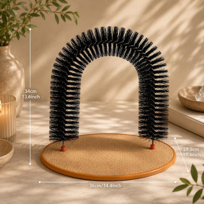 Arco Autolimpiante con Base de Rascado para Masaje y Eliminación de Pelo de Gatos Cepillado