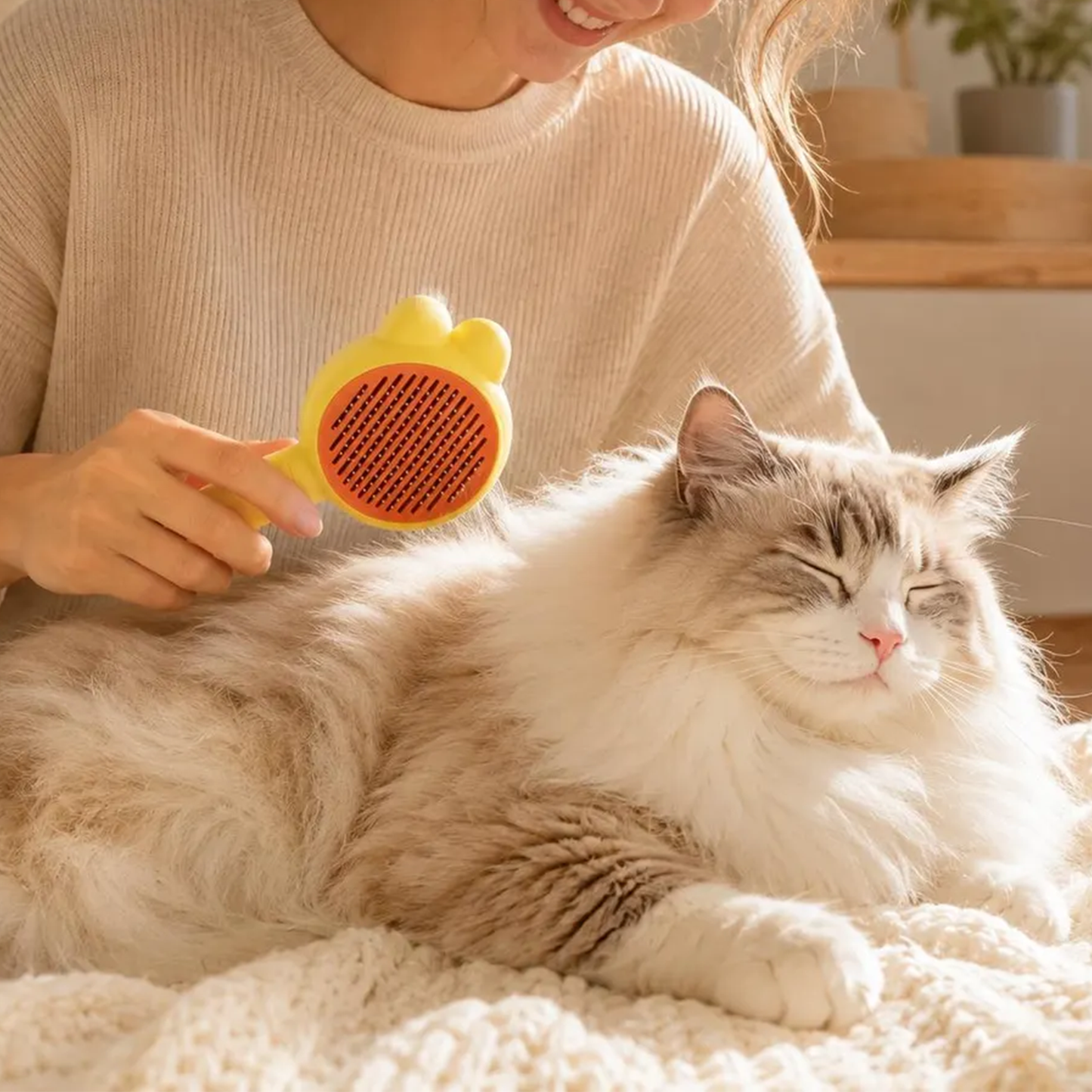 Cepillado Autolimpiante de Aseo para Eliminar Pelo Suelto de Gatos y Perros Pequeños