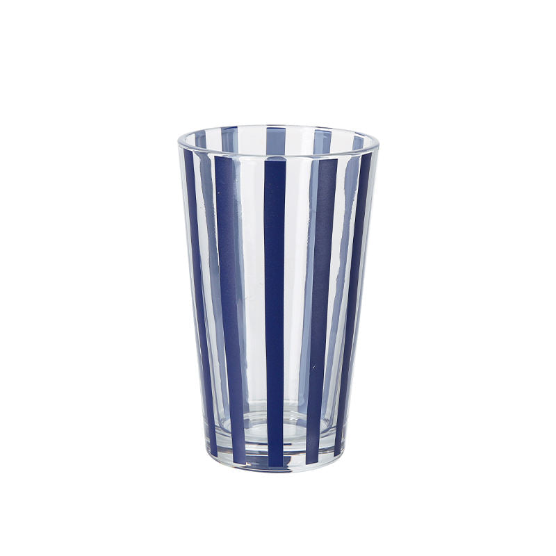 400 ml Glas Kop med Blå Lodrette Striber – Enkelt Lag Glas
