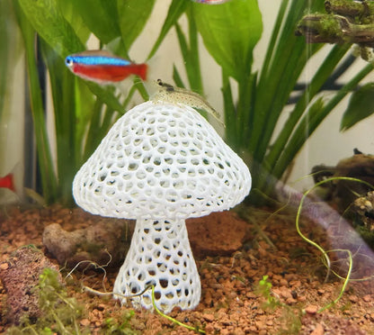 Refugio en Forma de Hongo Rejillado con Múltiples Aberturas para Camarones y Peces Pequeños en Acuarios Decoración Del Acuario