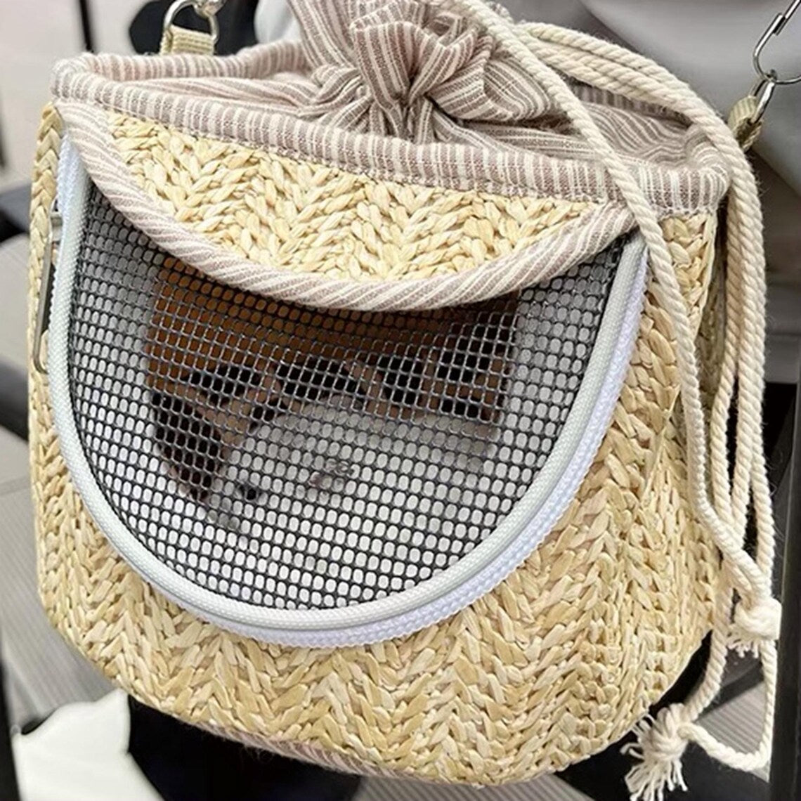 Bolso Portátil Transpirable con Ventana de Malla para Transportar Aves, Roedores y Mascotas Pequeñas al Aire Libre