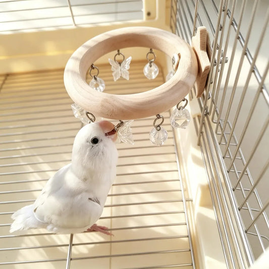 Aro Circular de Posado con Piezas Colgantes Interactivas, Juguete Decorativo para Aves Pequeñas dentro de Jaulas