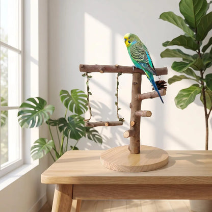 Soporte de Mesa Independiente con Columpio y Juguete para Aves Pequeñas, Zona de Juego y Entrenamiento Interior Juguete
