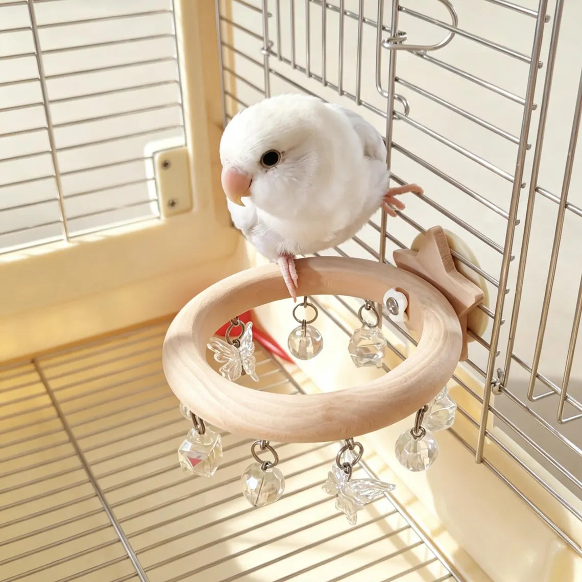 Aro Circular de Posado con Piezas Colgantes Interactivas, Juguete Decorativo para Aves Pequeñas dentro de Jaulas